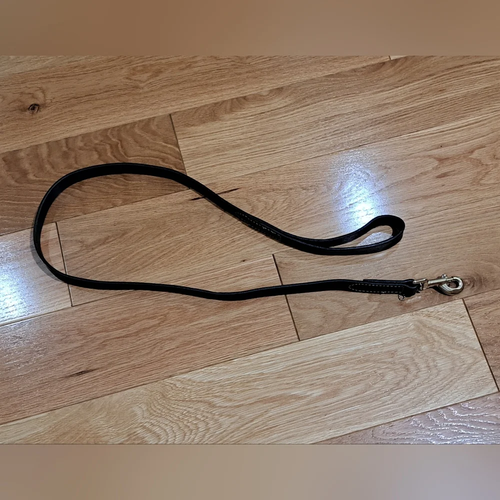 Circle T Black Genuine Leather Dog Leash Large 1